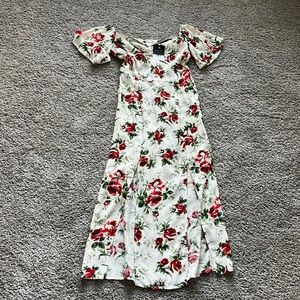 Romantic off the shoulder TOPSHOP dress.